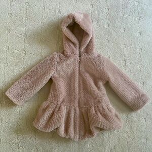 Toddler Girls American Widgeon Faux Fur Winter Coat Size 4 Or 4T Pink And Gold